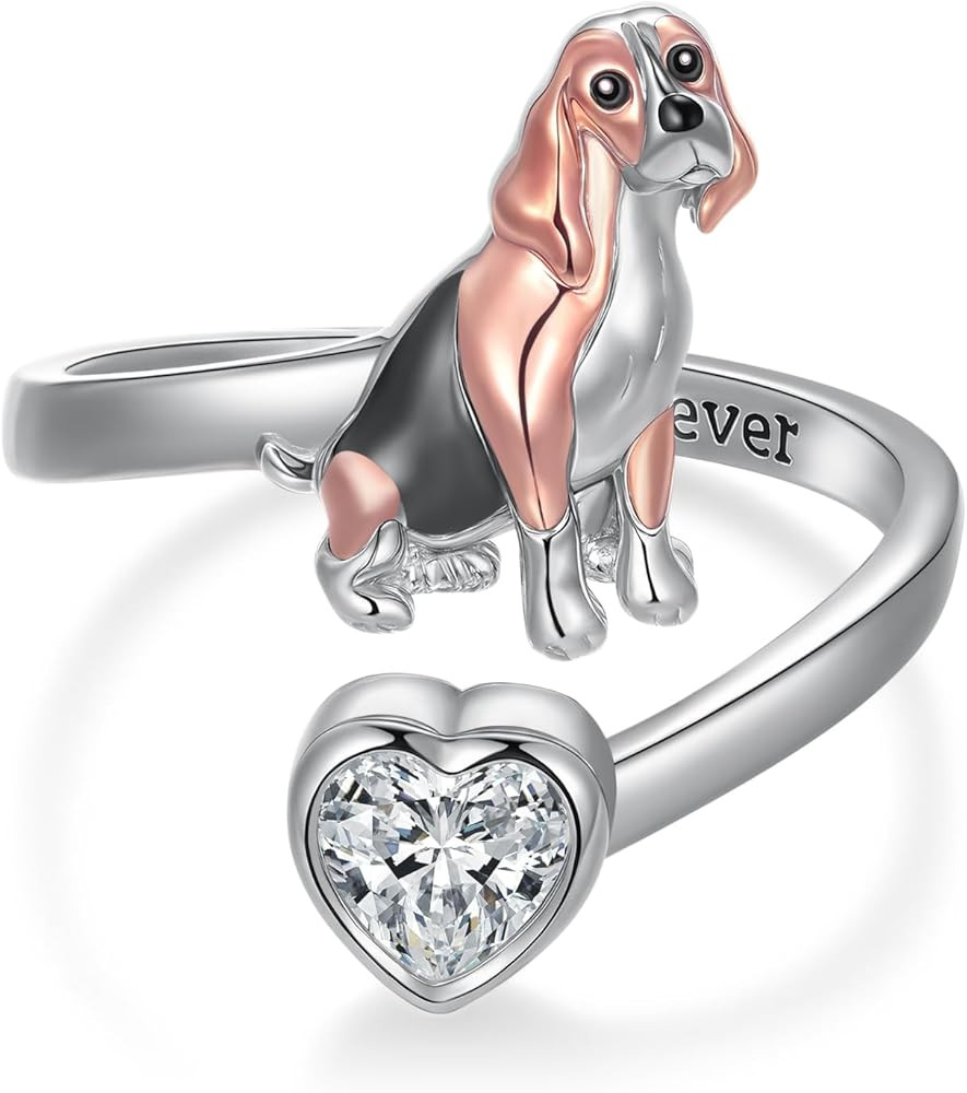 Beagle Gifts 925 Sterling Silver Beagle Ring Dog Open Rings Dog Jewelry Gifts for Women | Amazon (UK)
