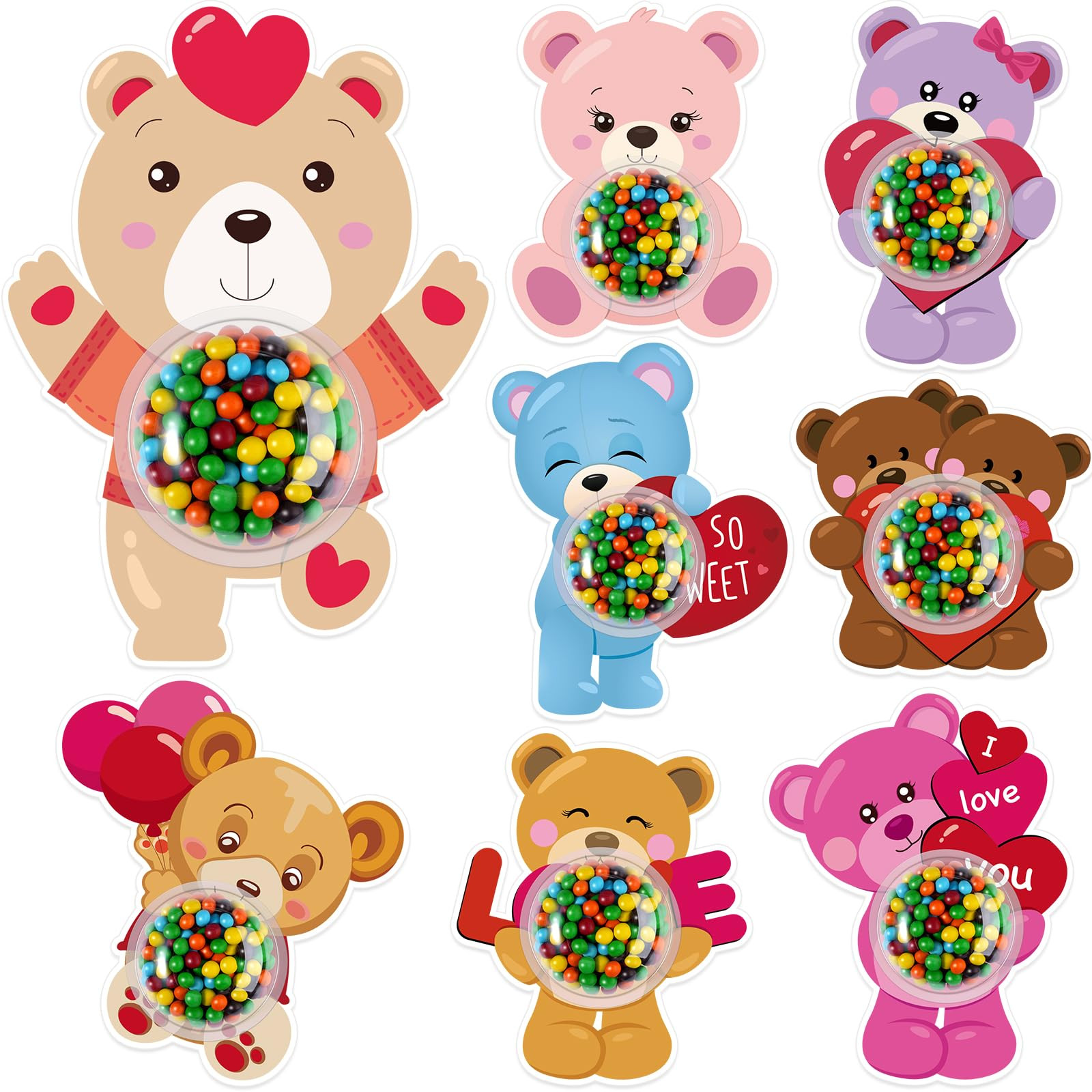36 Set Valentines Day Cards with Candy Dome Holder, Bear Valentines Candy Holder Cards for Kids, ... | Amazon (US)