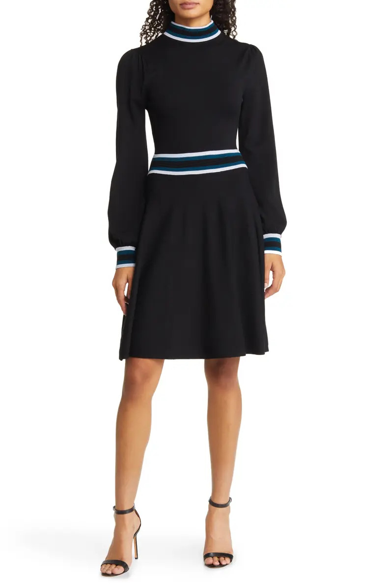 Vince Camuto Mock Neck Long Sleeve Fit & Flare Dress | Nordstrom | Nordstrom