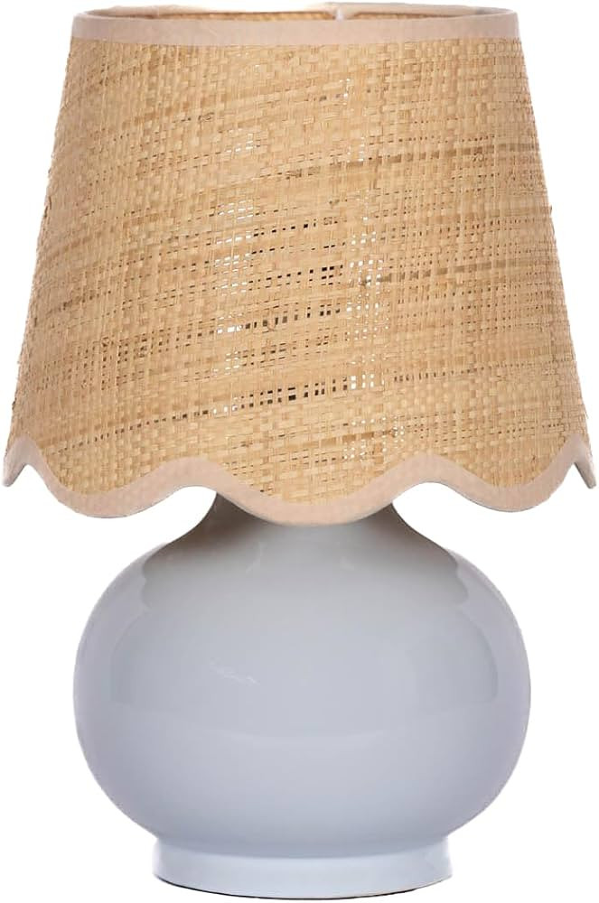 Benton Ceramic Table Lamp with Fabric Shade – 13" Bedside Accent Lamp for Bedroom, Living Room ... | Amazon (US)