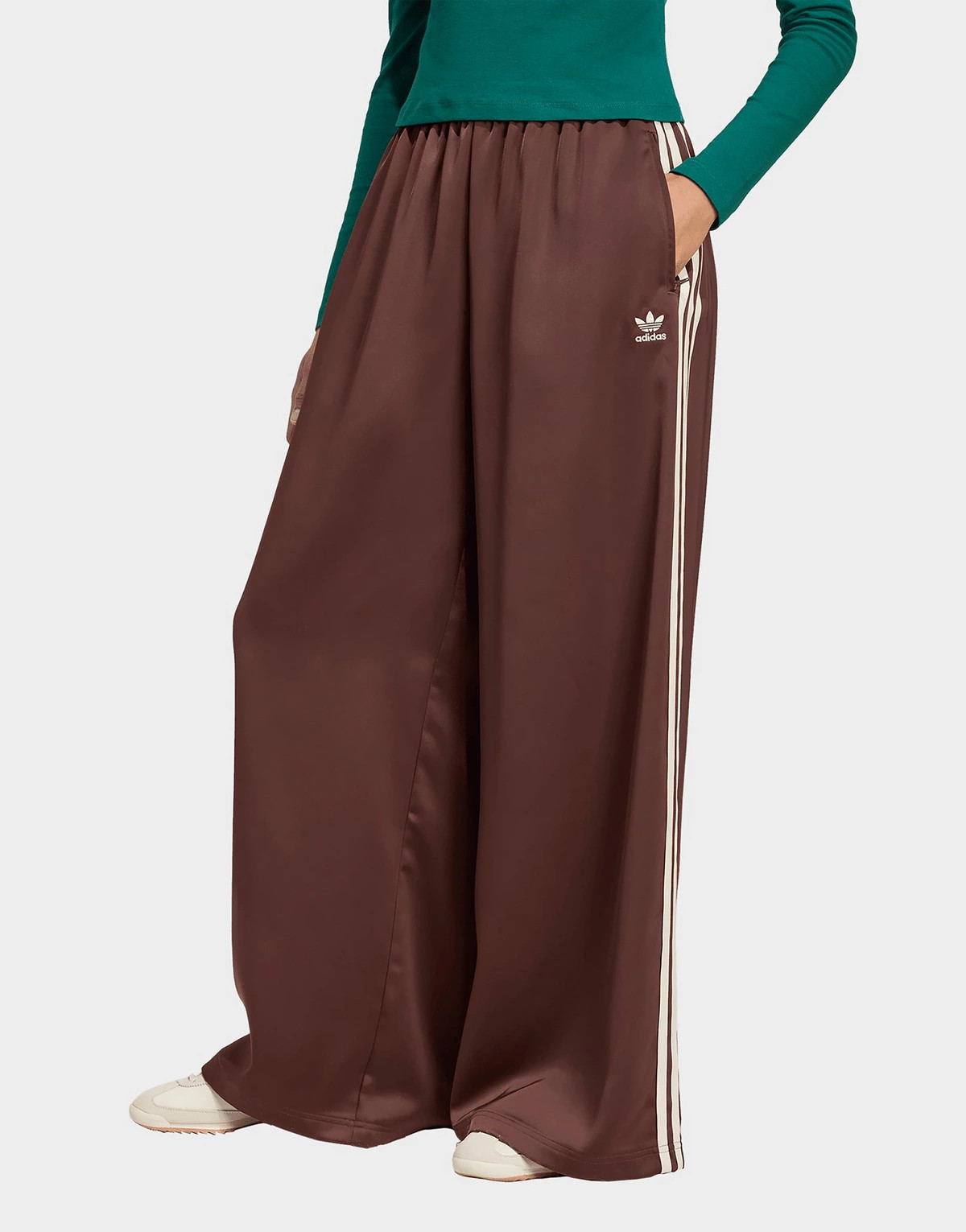 Brown adidas Originals Adicolor Satin Wide Leg Track Pants | JD Sports UK | JD Sports (UK)