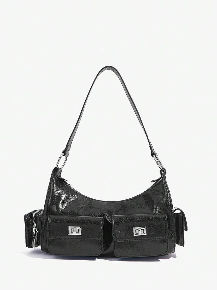 SHEIN ICON Frauenmodetasche In Süßem Und Coolen Y2k-stil Mit Einfarbigem Multi-taschen-biker-de... | SHEIN