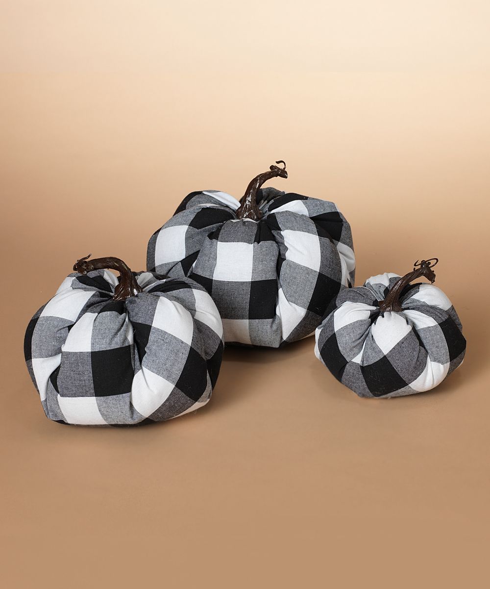 The Gerson Company Collectibles and Figurines - Black & White Buffalo Check Pumpkins Harvest Decor - | Zulily