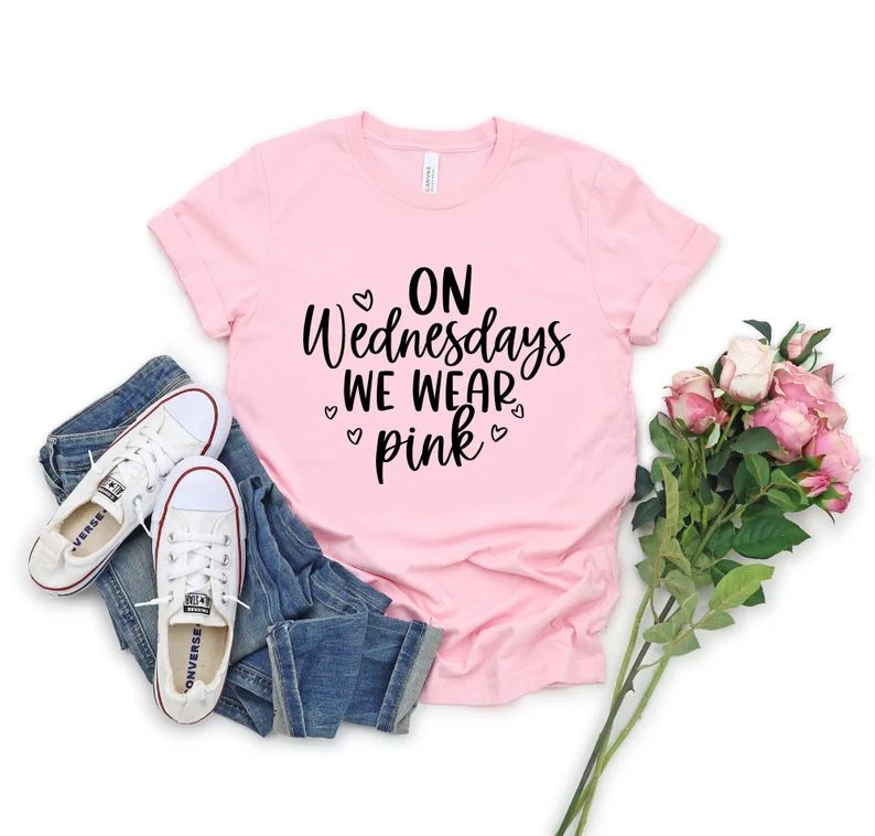 On Wednesday We Wear Pink, Mean Girls Shirt, Pink Shirt, Wednesday Shirt, Girls Matching Outfits,... | Etsy (US)