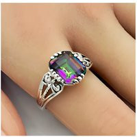 Vintage Estate Rainbow Mystic Quartz Solitaire Filigree Ring in 925 Solid Sterling Silver 842 | Etsy (US)