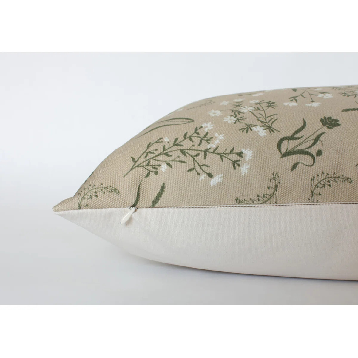 Floral Cotton Pillow Cover, Tan Background Throw Pillow, Beige Wildflower Cushion | Wayfair North America