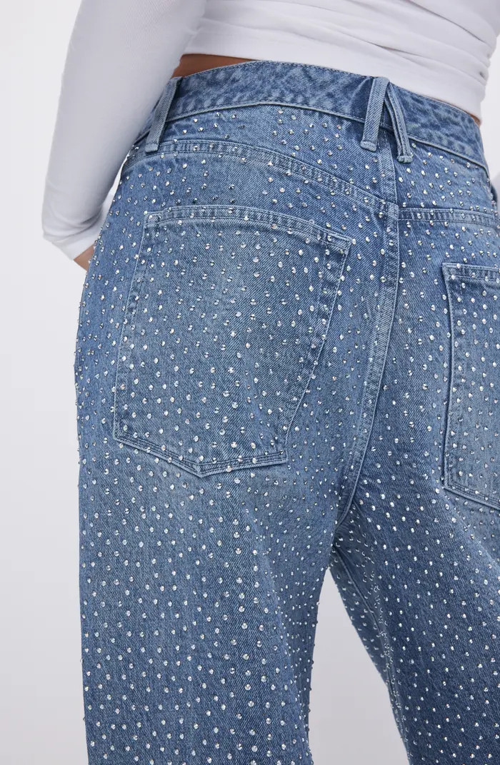 Good Ease Crystal Embellished Wide Leg Jeans | Nordstrom