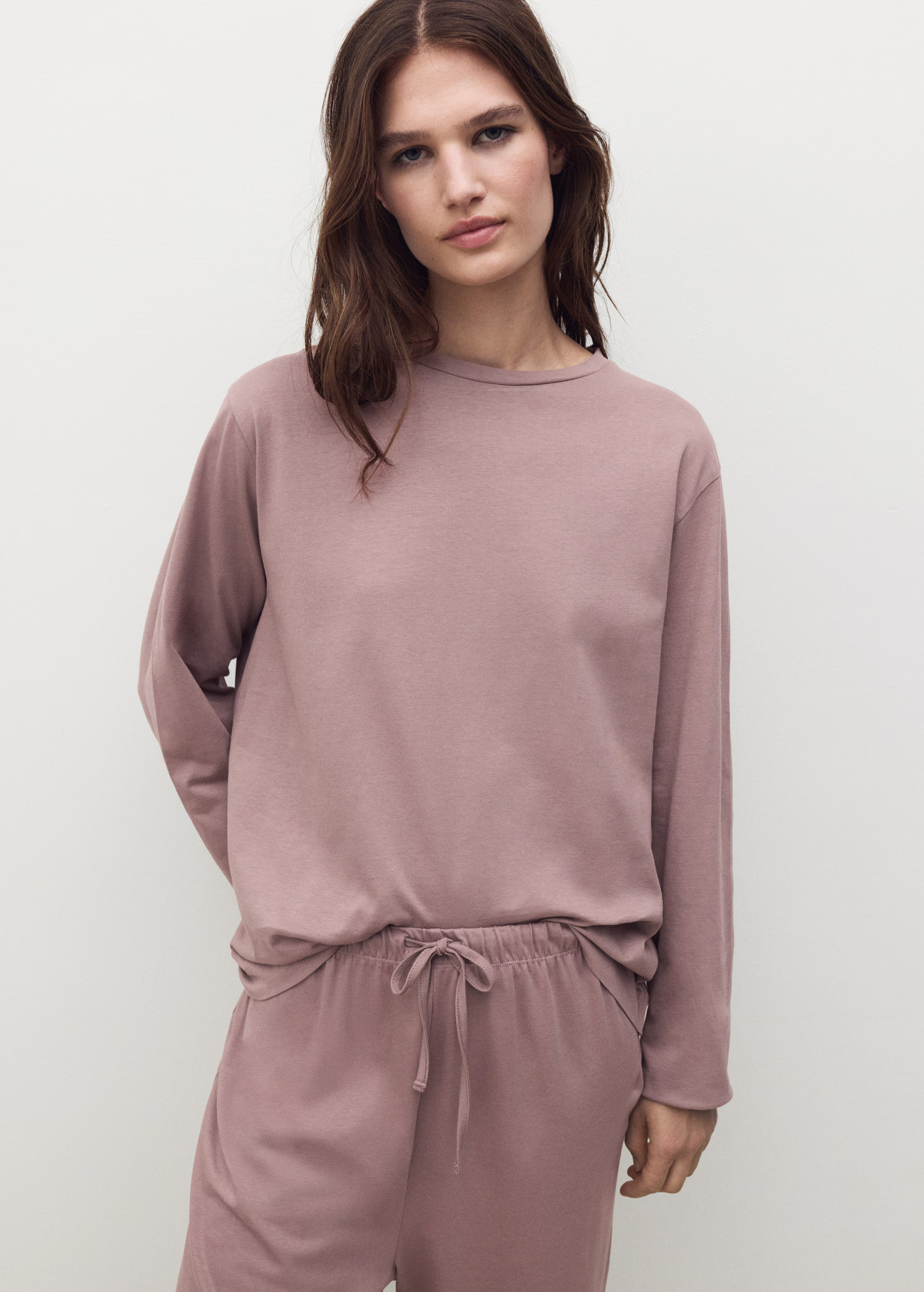 Two-piece plain cotton pyjamas | MANGO (UK)