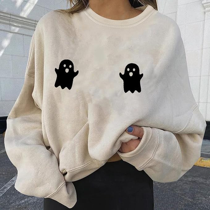 Kanzd Halloween Graphic Sweatshirts for Women Fashion Crewneck Loose Fit Casual Long Sleeve Cute ... | Amazon (US)