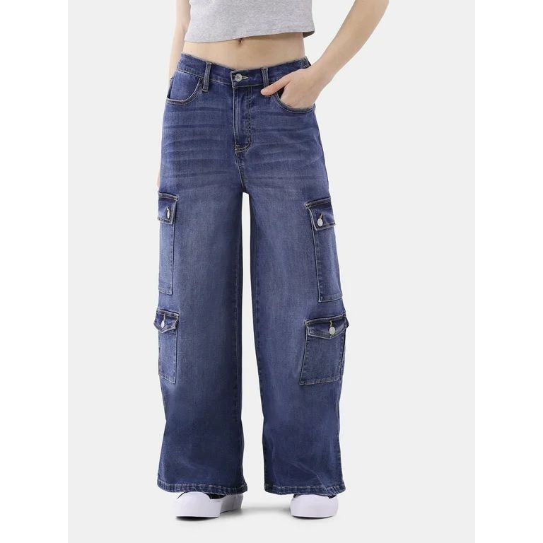 No Boundaries Baggy Cargo Jeans, 32” Inseam, Women’s | Walmart (US)