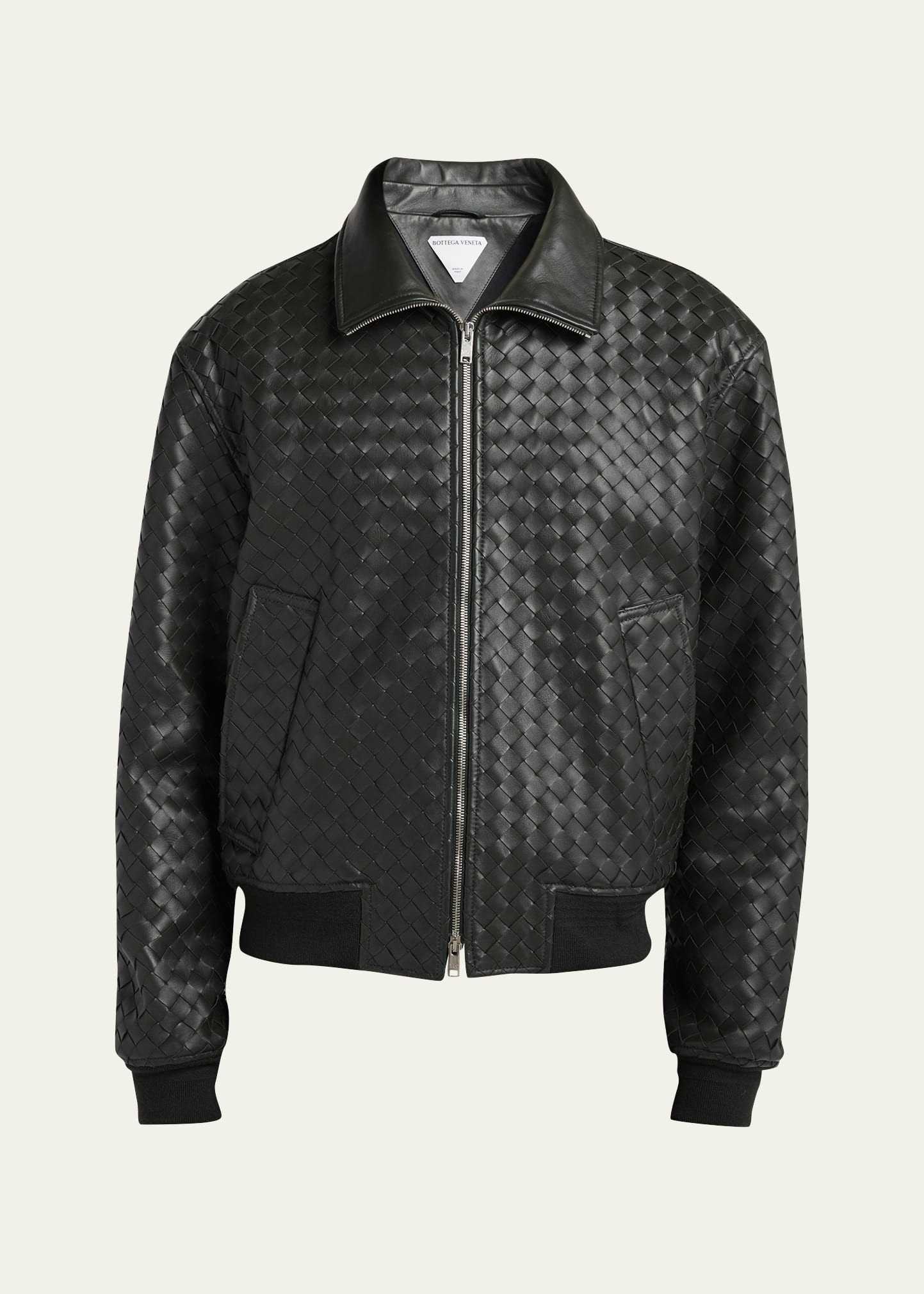 Bottega Veneta Men's Intrecciato Leather Blouson Jacket | Bergdorf Goodman