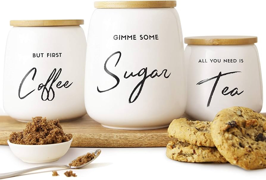 FIFTH FORK Canister Sets for the Kitchen - Perfect Kitchen Canisters for Countertop - Set of 3 Ki... | Amazon (US)