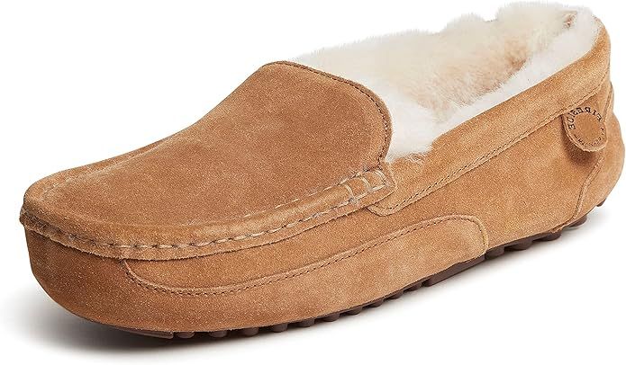 Fireside by Dearfoams Men's Melbourne Shearling Indoor/Outdoor Moccasin Slipper with Wide Widths | Amazon (US)