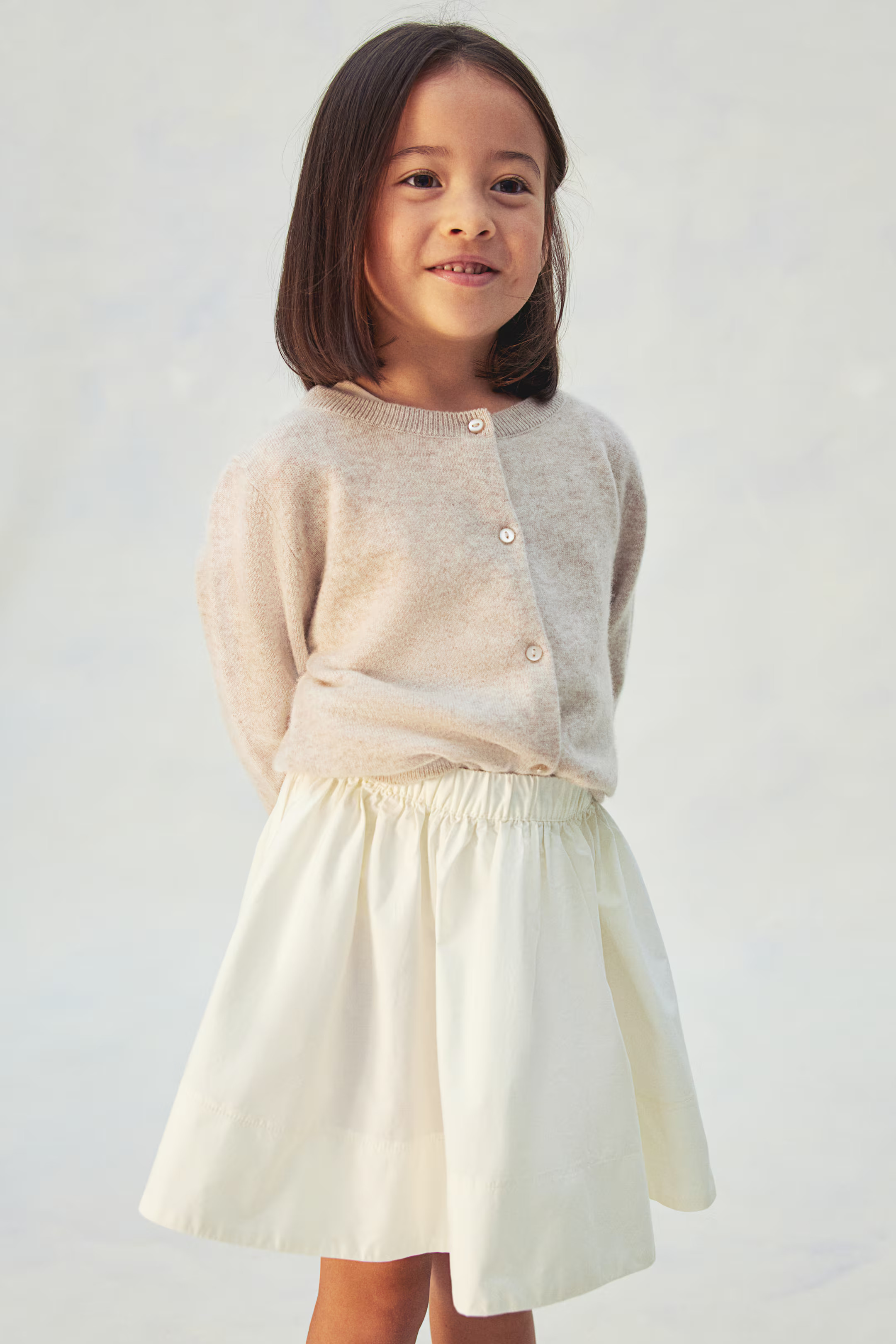 Flared Cotton Skirt - Regular waist - Knee-length - White - Kids | H&M US | H&M (US + CA)