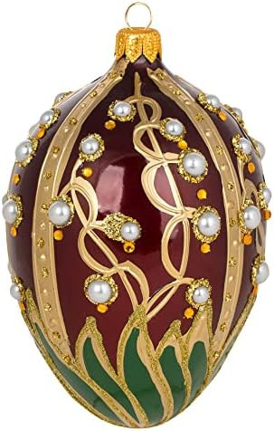 Miss Christmas Palace Collection 2025 Red and Gold Fabergé Egg 5-Inch Blown Glass Christmas Tree... | Amazon (US)
