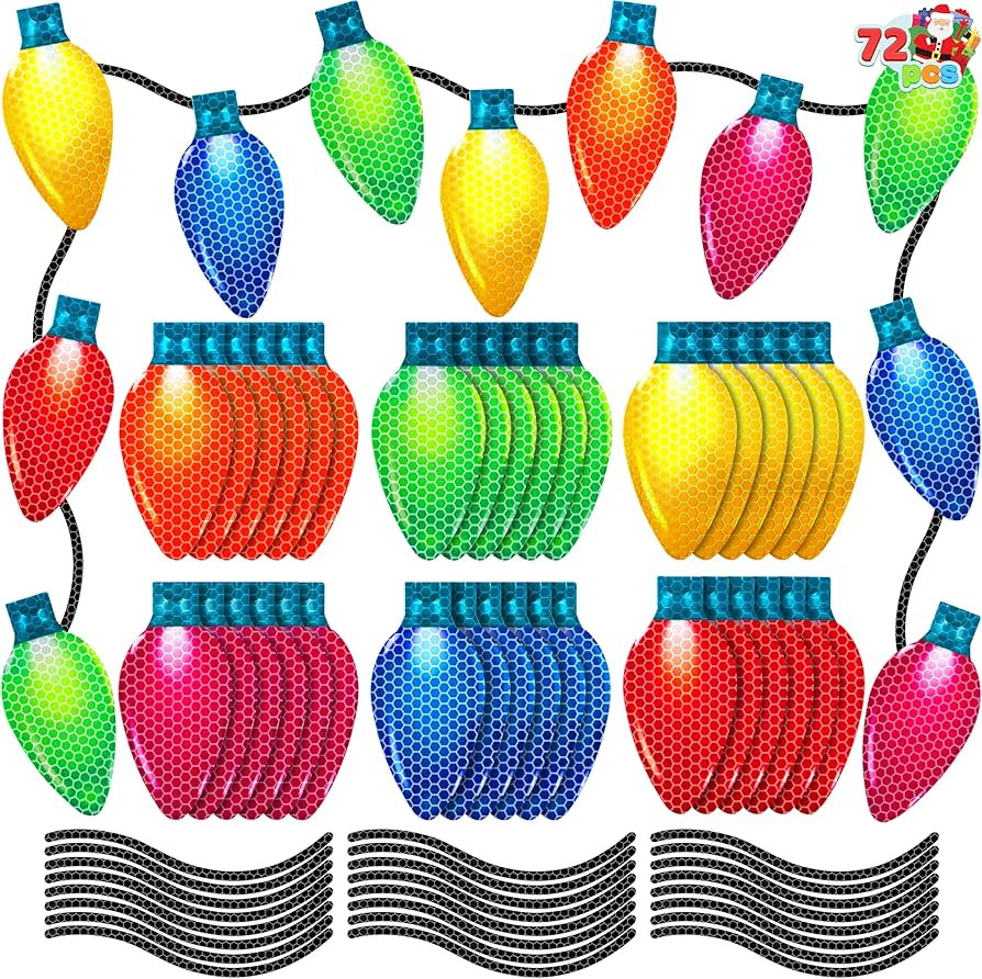 JOYIN 72 PCs Christmas Car Refrigerator Decorations, 48 Bulb Shaped Magnets with 24 Magnetic Wire... | Amazon (US)