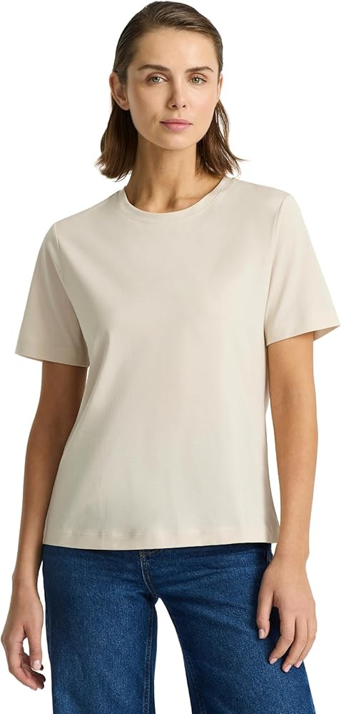 Women’s Supima® Mercerised Cotton T-Shirt – USA-Grown Cotton, Luxury Finish, Crew Neck, Shor... | Amazon (US)