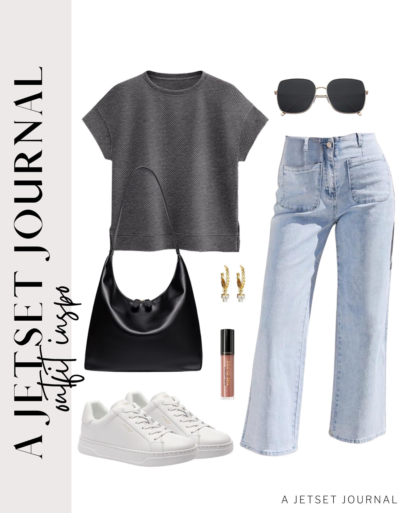 An easy way to style a comfy new T shirt and denim jeans!
cap sleeve top, wide leg jeans, huggie hoop earrings set, airport outfit, comfy outfit, transitional style, everyday look, running errand outfit idea, makeup favorite, beauty must have, affordable style, amazon fashion

#LTKU #LTKSeasonal #LTKStyleTip