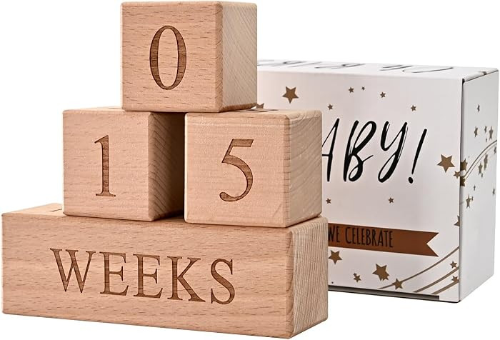 Baby Monthly Milestone Blocks - Handcrafted Wooden Number Blocks for Milestones - Days, Weeks, Mo... | Amazon (US)