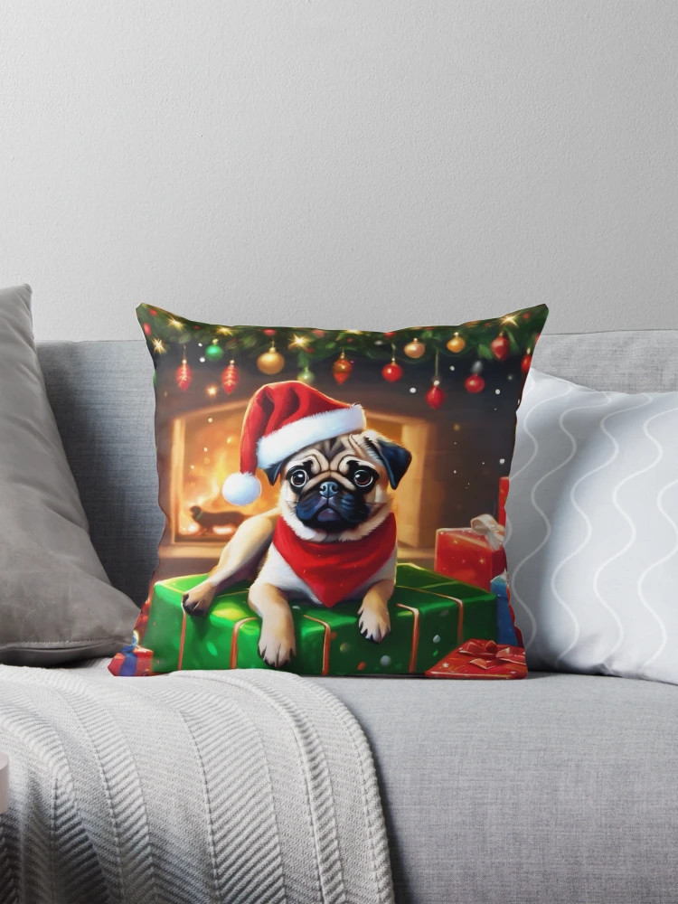 Christmas Fawn Pug Pillow | Redbubble (US)