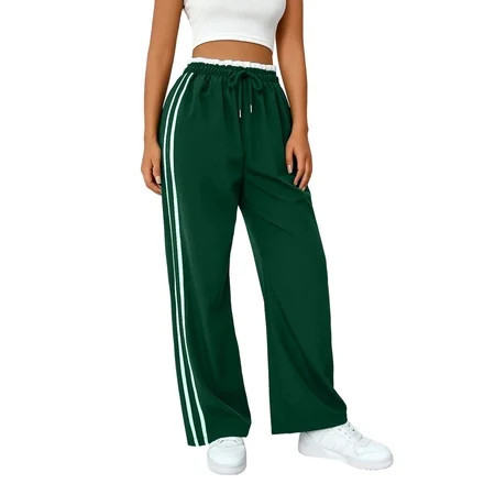 Women'S Track Pants Loose Straight Leg Jogging Sweatpants Warm-Up Sports Green S | Walmart (US)
