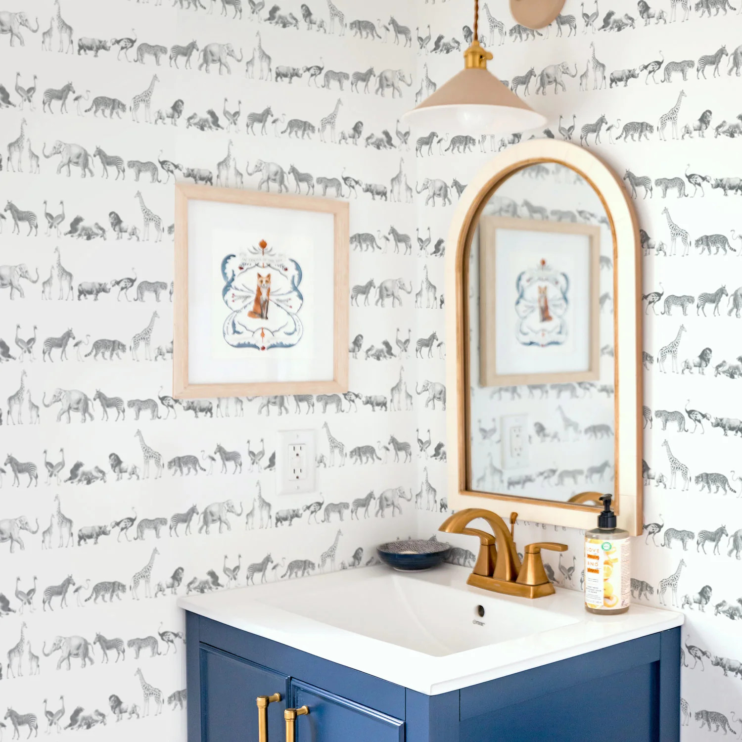 Vintage Safari animal print removable wallpaper in Grey Color | Livettes Wallpaper