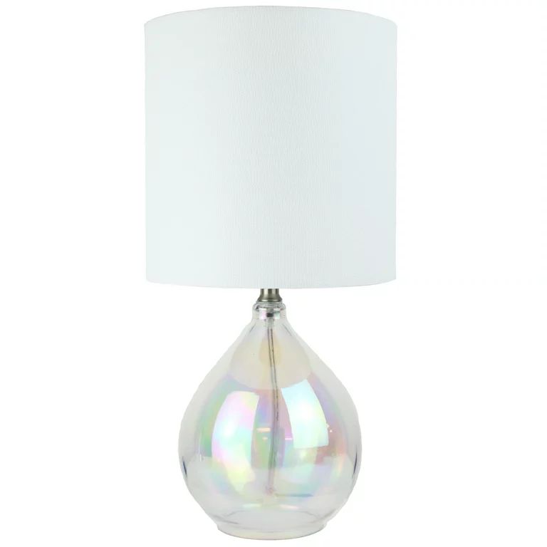 Mainstays Iridescent Glass Lamp with White Shade, 16"H - Walmart.com | Walmart (US)