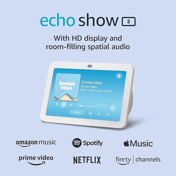 Amazon Echo Show 8, With Spatial Audio, Smart Home Hub, ideal for open living spaces, includes Al... | Amazon (US)