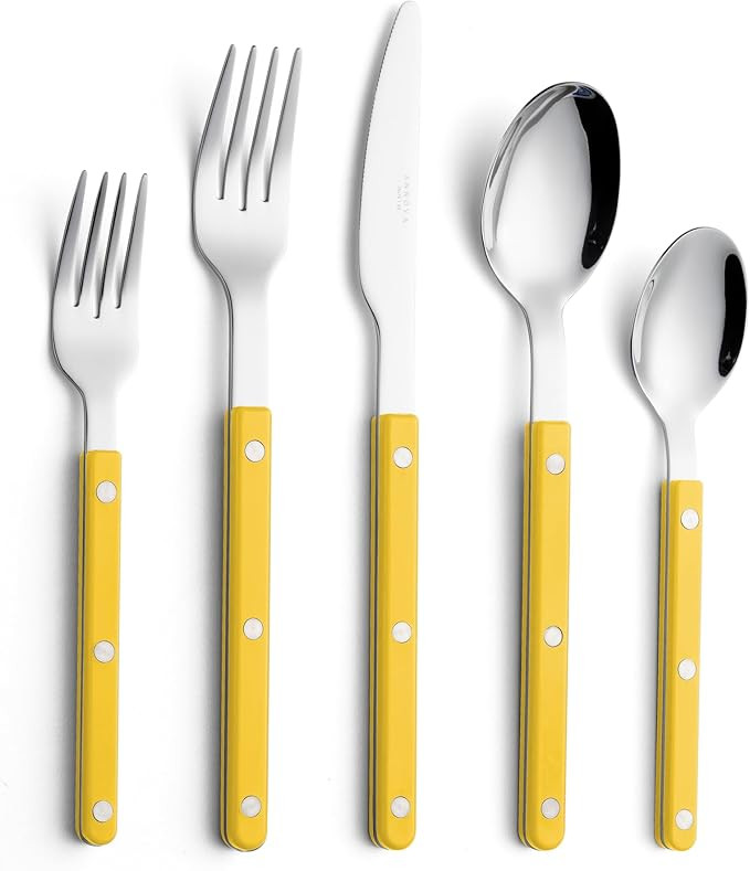 ANNOVA Silverware Set, Retro/Rivet Colorful Stainless Steel Tableware Kitchen Flatware Set Utensi... | Amazon (US)