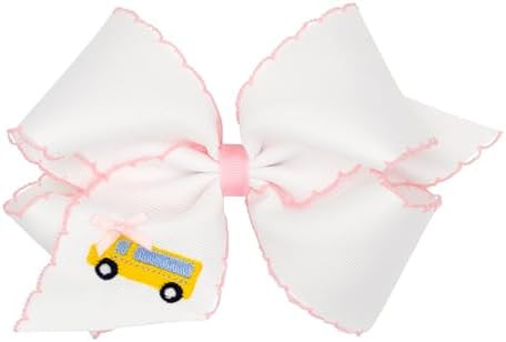 Wee Ones Girls' Back to School Embroidered Moonstitch Hair Bow on a WeeStay Clip, King, School Bu... | Amazon (US)
