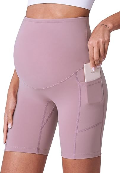 POSHDIVAH Women's Maternity Shorts Over The Belly Biker Yoga Active Pregnancy Workout Short Pants... | Amazon (US)