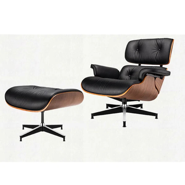 34.6'' Wide Tufted Genuine Leather Full Grain Leather Swivel Lounge Chair and Ottoman | Wayfair North America