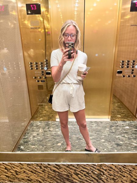 Such a comfy traveling outfit! 
Fashionablylatemom 
Amazon Essentials Women's Supersoft Terry Short-Sleeve V-Neck Romper (Previously Daily Ritual)
This product was previously sold as Daily Ritual and now as Amazon Essentials.
RELAXED FIT: Relaxed, comfortable fit through the body.


#LTKstyletip