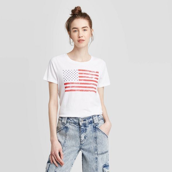 Women's Flag Short Sleeve Graphic T-Shirt - Grayson Threads (Juniors') - White | Target