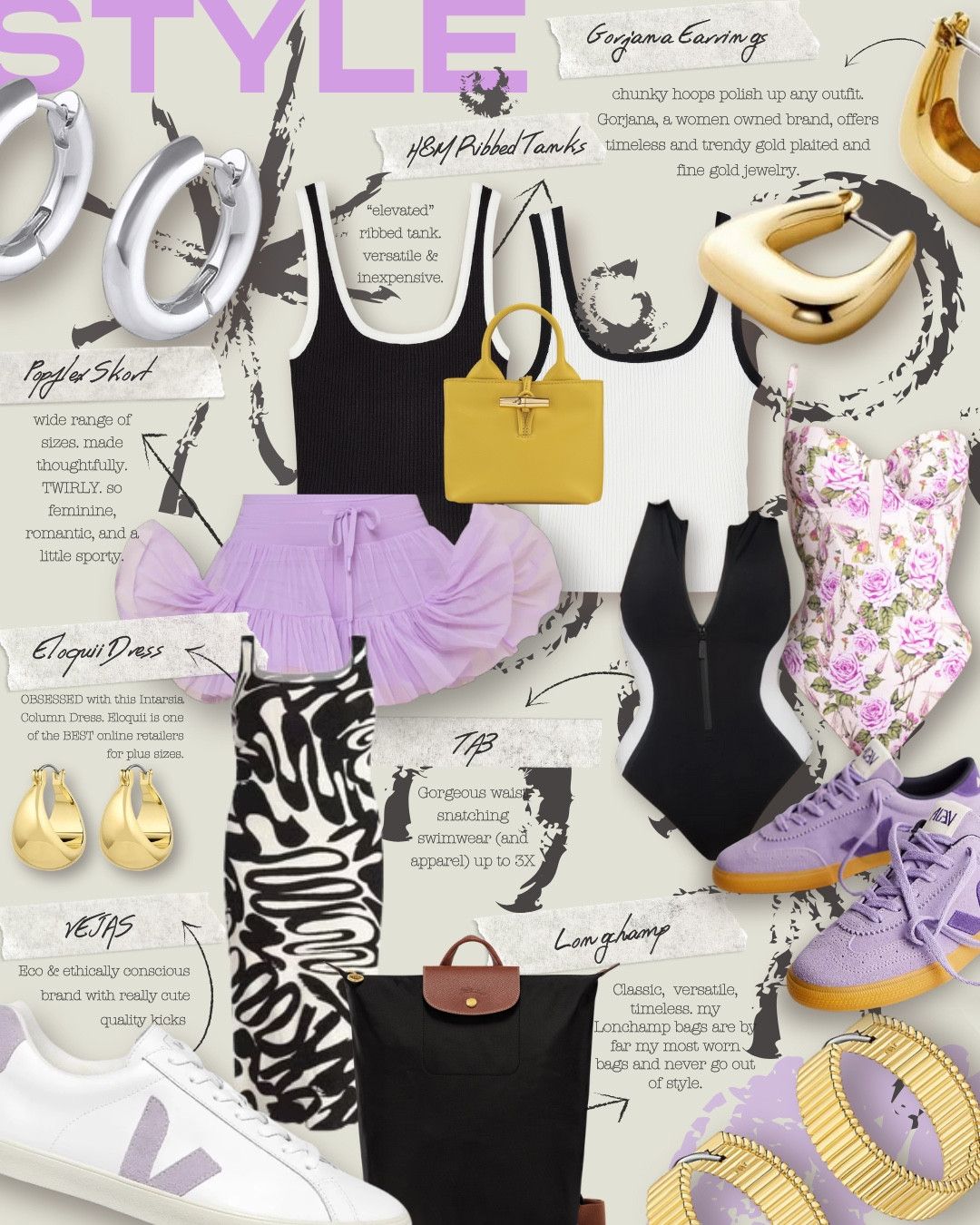 Part 3 of my Weekly (little) Crush Report is all about minimalist b&w with pops of lavender and gold (or silver). Very loyal to my Longchamp bags and Vejas. All the quality and classic looks that give luxury without the high-end luxury spending. 

If you haven’t checked out TA3 swimsuits…run…don’t walk. They are comfy, beautiful, and snatching!!

Eloquii has just dropped their prices on some GORGEOUS dresses. Ugh, wish I could grab them all. One of the best places to shop for chic quality plus size pieces. 

POPFLEX has all the romance and flirty-ness with thoughtful designs and pretty colors! 

Love my ribbed tanks that have a little extra something so they can be dressed up or down. :) 

#LTKPlusSize #LTKShoeCrush #LTKSaleAlert