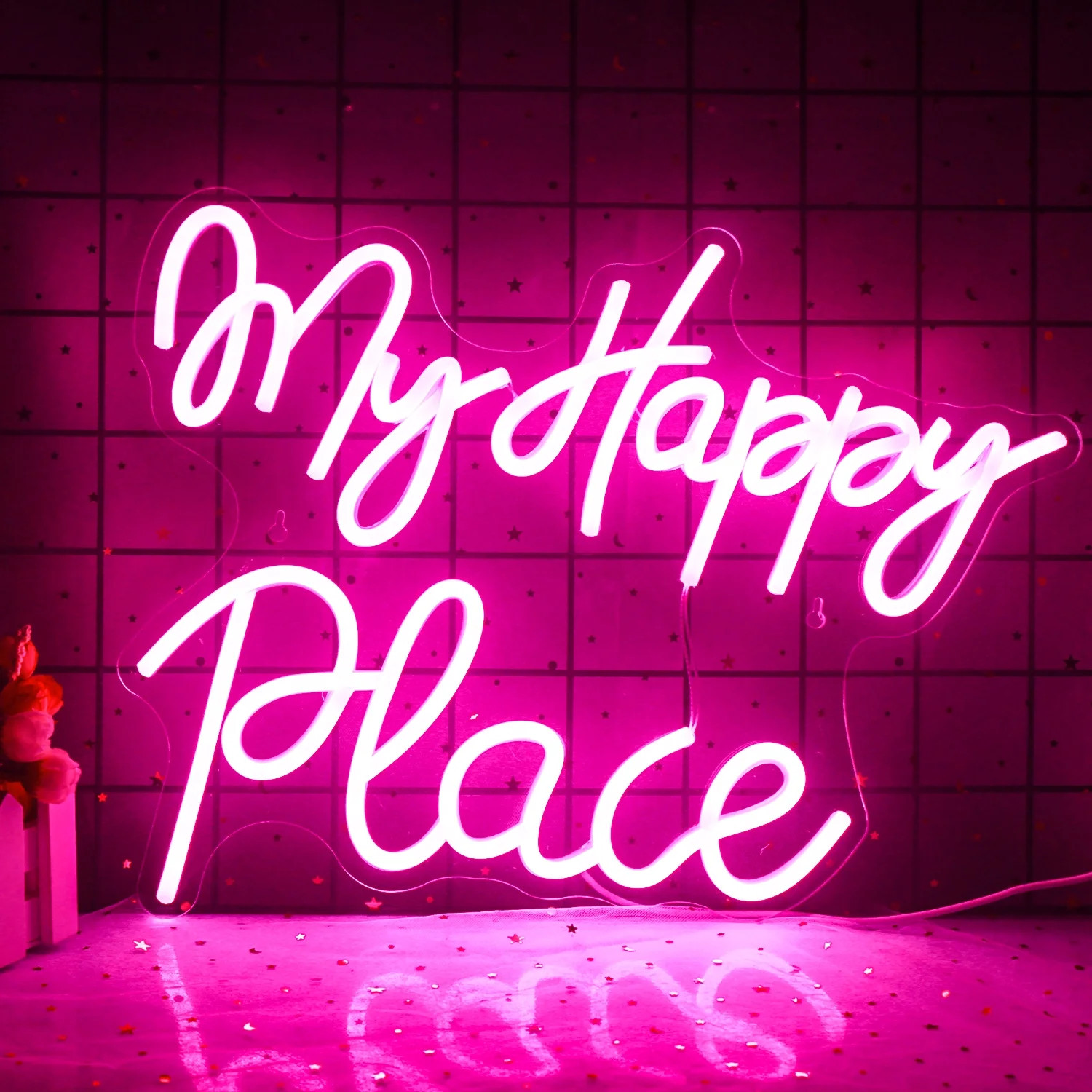 Wanxing My Happy Place LED Neon Light Signs USB Power for Home Wedding Birthday Party Bar Bedroom... | Walmart (US)