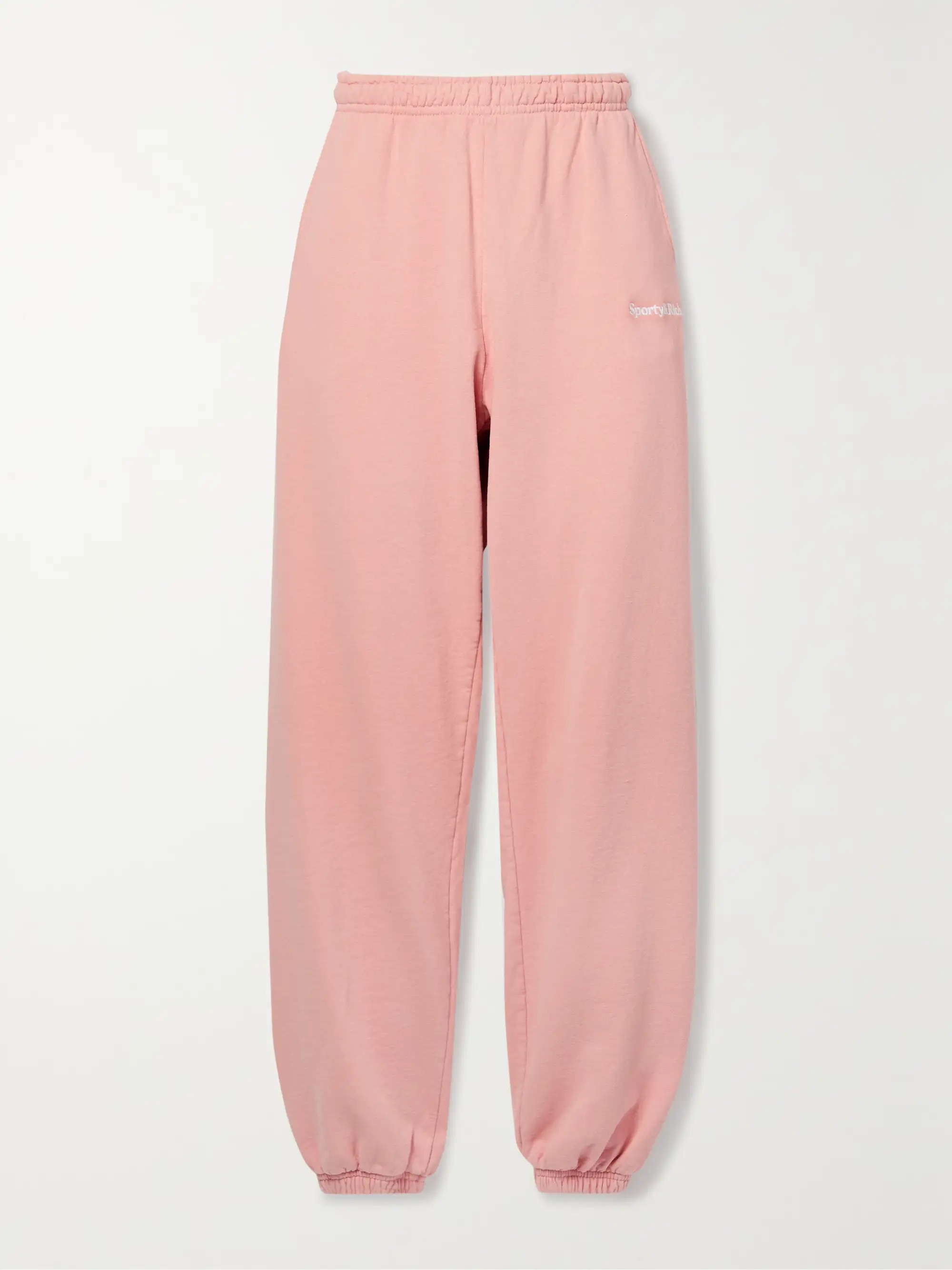Embroidered cotton-jersey track pants | NET-A-PORTER (US)