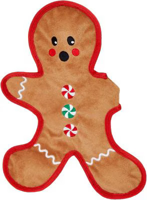 Frisco Holiday Gingerbread Man Stuffing-Free Flat Plush Squeaky Dog Toy, Medium/Large | Chewy