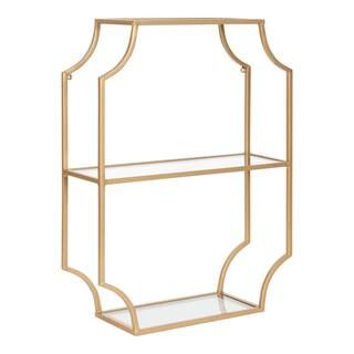 Kate and Laurel Ciel 6 in. x 18 in. x 24 in. Gold Metal Floating Decorative Wall Shelf Without Cu... | The Home Depot