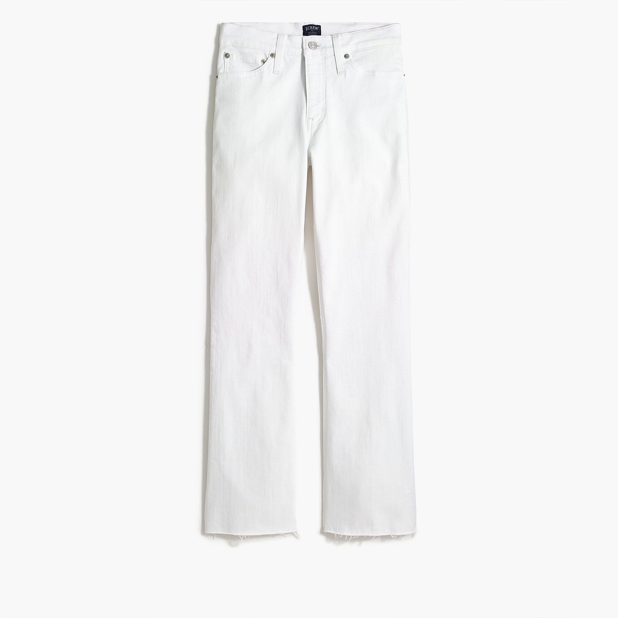 9" high-rise flare crop jean with cut hem in white | J.Crew Factory