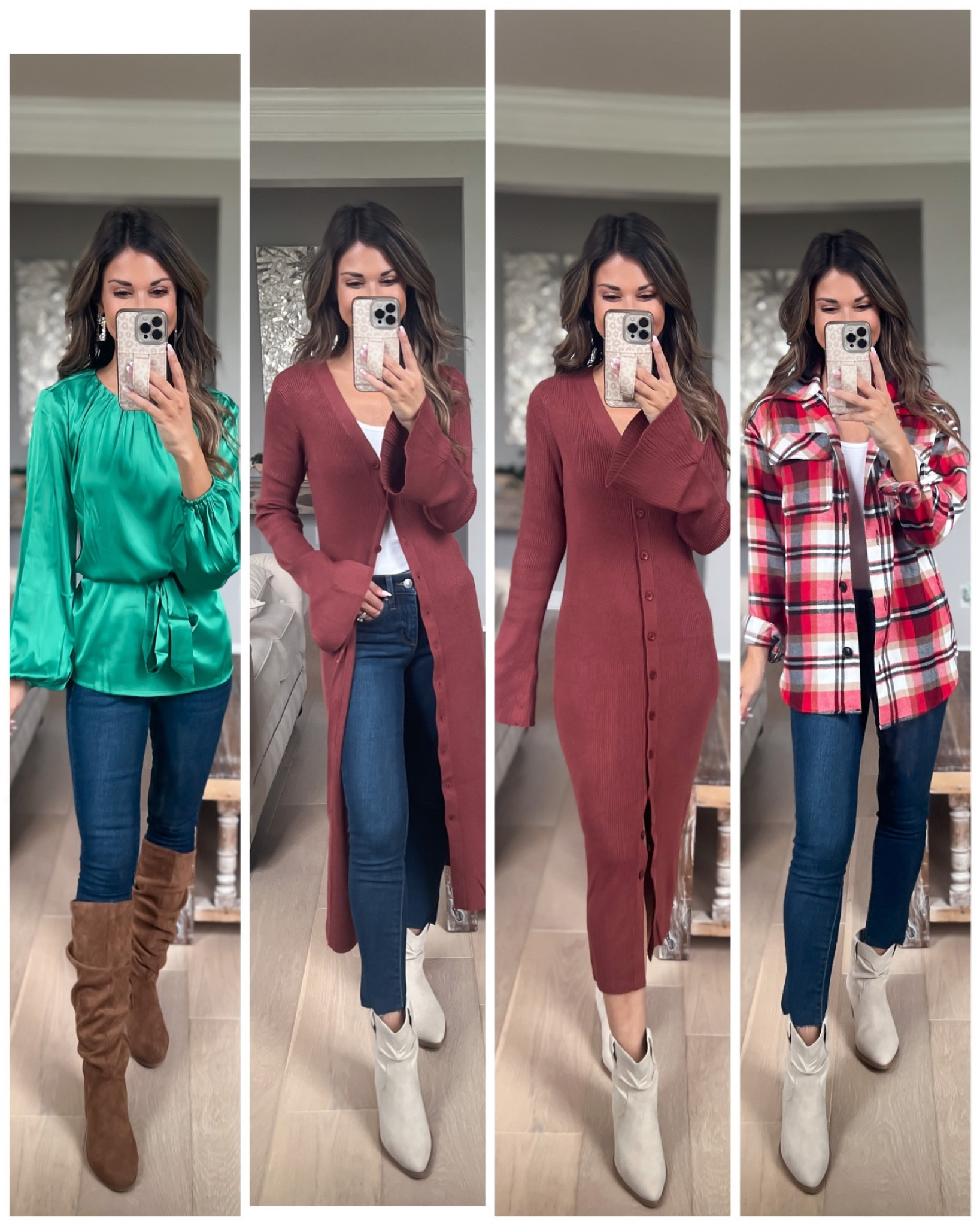 Walmart Haul//satin top//xs//jeans//00 short//5’1//size up if between or don’t like snug//shacket//xs//cardi or dress//xs//size down if between//boots//tts

Fall Fashion

#LTKshoecrush #LTKunder50 #LTKsalealert