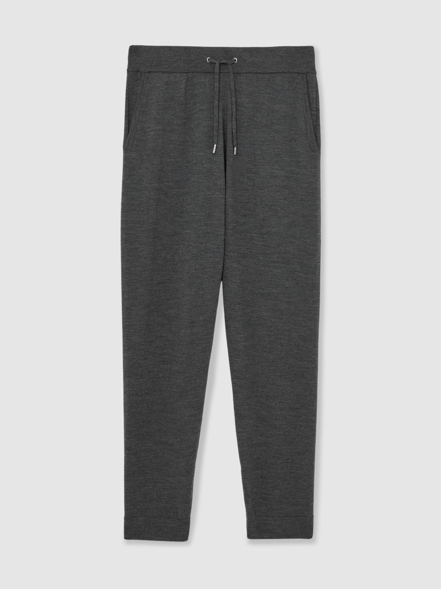 Reiss Merino Wool-Blend Cuffed Joggers in Derby Grey Melange - REISS | Reiss UK
