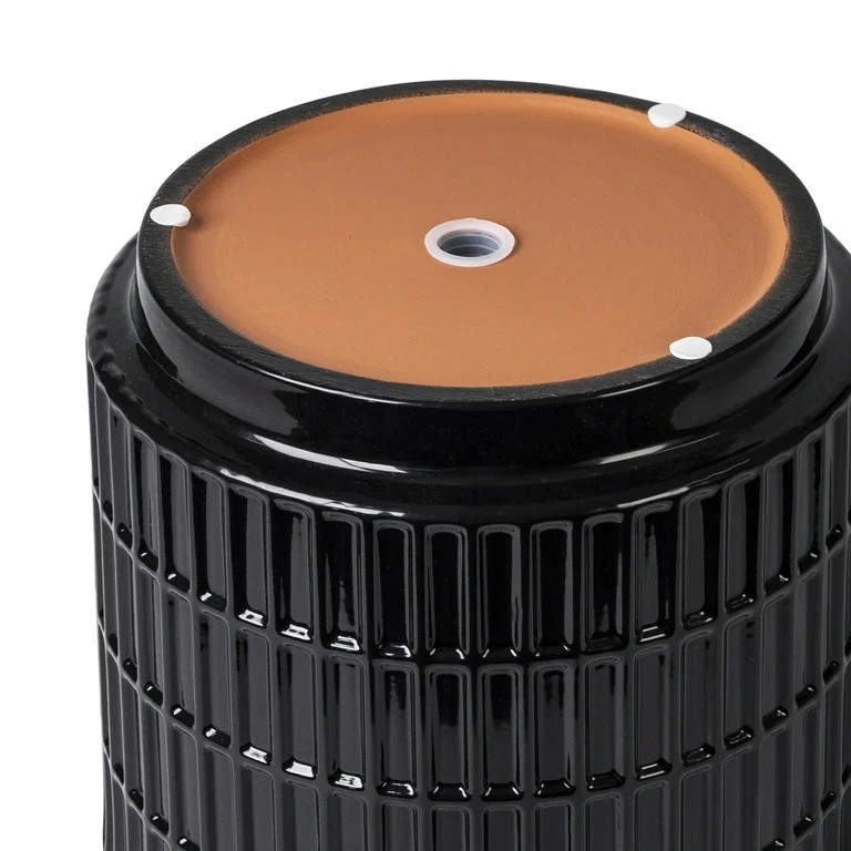 Mainstays 6" x 6" x 5.5" Round Black Ceramic Grid Plant Planter | Walmart (US)