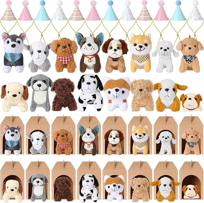 Patelai 48 Pcs Mini Plush Dog Toy Bulk Stuffed Animals Set Plush Assorted Soft Small Puppy with B... | Amazon (US)
