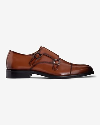 Brian Atwood X Express Brown Genuine Leather Double Monk Strap Dress Shoes | Express