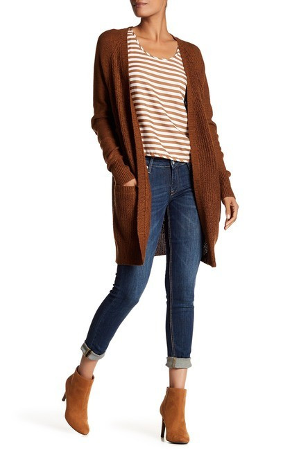 Contemporary Designer | Open Cardigan with Faux Suede Elbow Patches | Nordstrom Rack | Nordstrom Rack