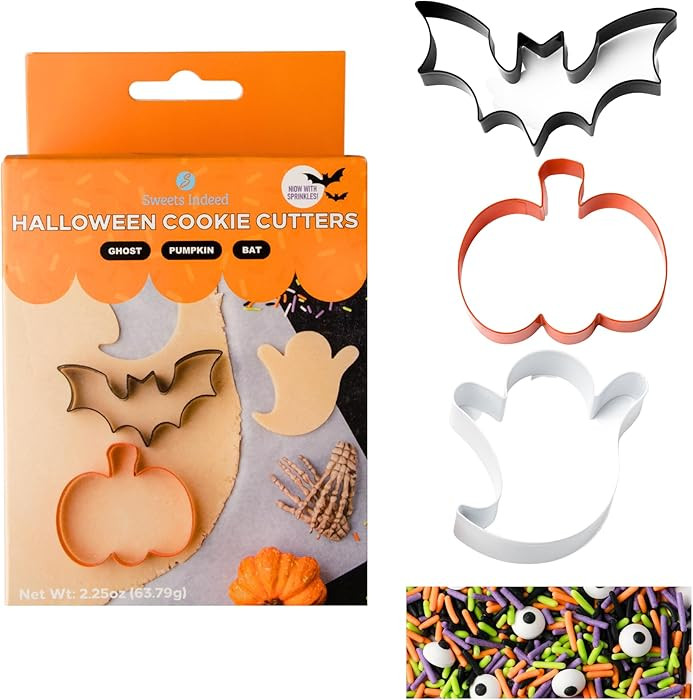 Sweets Indeed Halloween Cookie Cutters with Sprinkle Mix & Candy Eyeballs – 2 oz Sprinkles + 3 ... | Amazon (US)