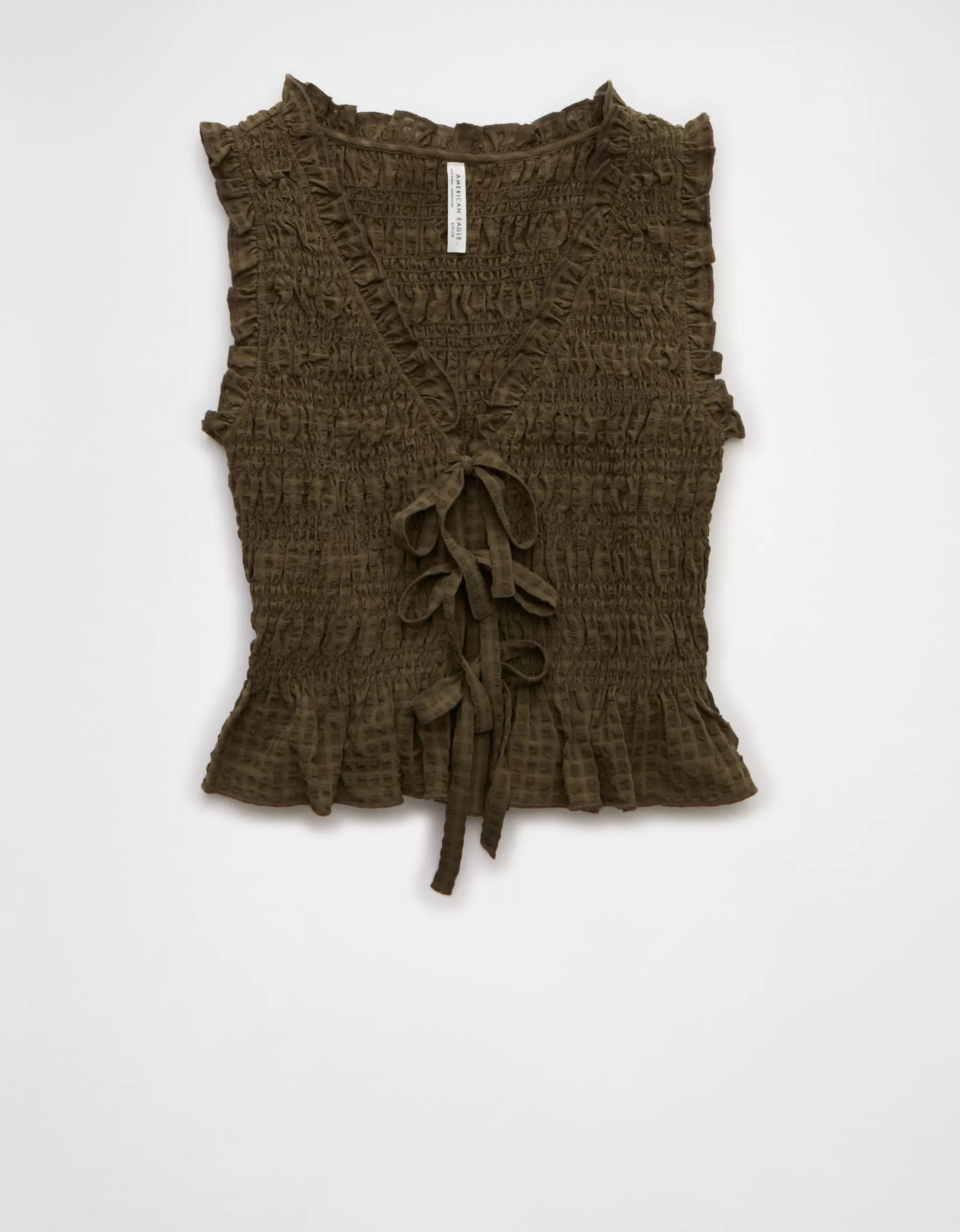 AE Tie-Front Smocked Tank Top | American Eagle Outfitters (US & CA)