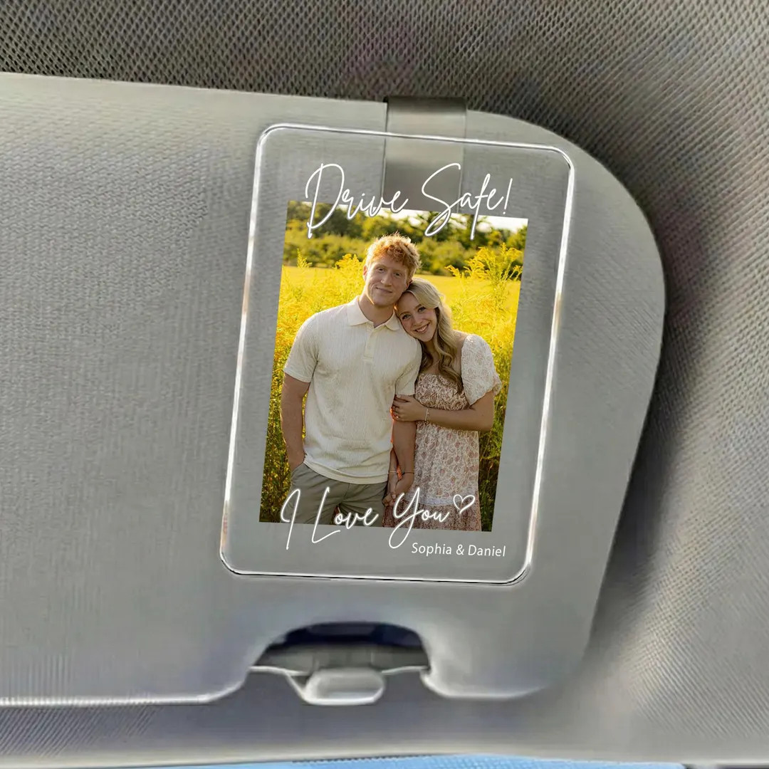 Personalized Couple Photo Car Visor Clip, Drive Safe I Love You, Valentines Gift for Him, Gifts f... | Etsy (US)