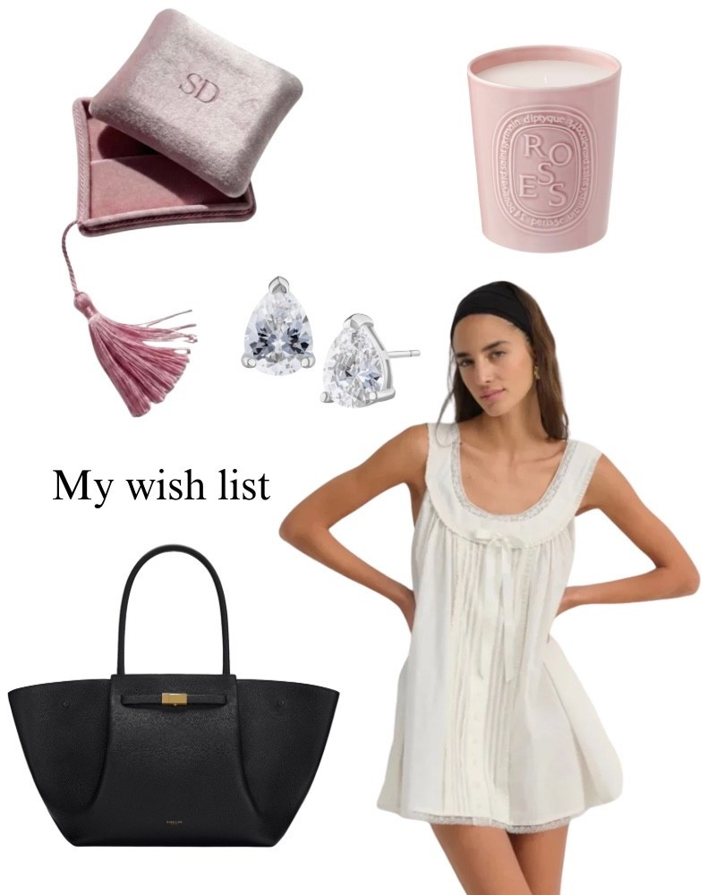 All these items are my wish list and in my cart. Black purse, pajamas, dress, jewelry folder, with tassel, pair of shapes that earrings, rose candle, luxury, beauty.

#LTKSaleAlert #LTKBeauty